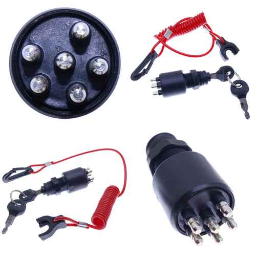 DURAFORCE Ignition Key Switch W/ Lanyard for OMC Johnson Evinrude 5005801 175974 1996 & up