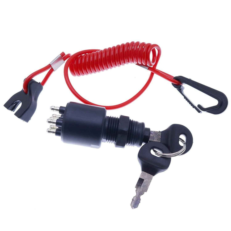 DURAFORCE Ignition Key Switch W/ Lanyard for OMC Johnson Evinrude 5005801 175974 1996 & up