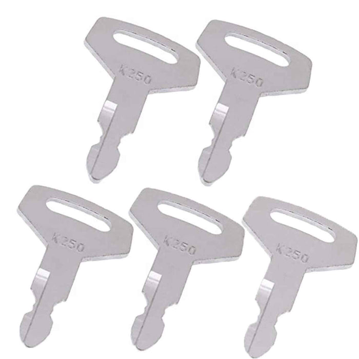 DURAFORCE 5Pcs Key K250 for Kobelco Kawasaki MDI-Yutani New Holland Case Excavator Loader