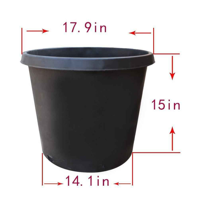 DURAFORCE 15gal 5 Pcs Plant Container Garden Pot Heavy Duty Black Premium Plastic Nursery