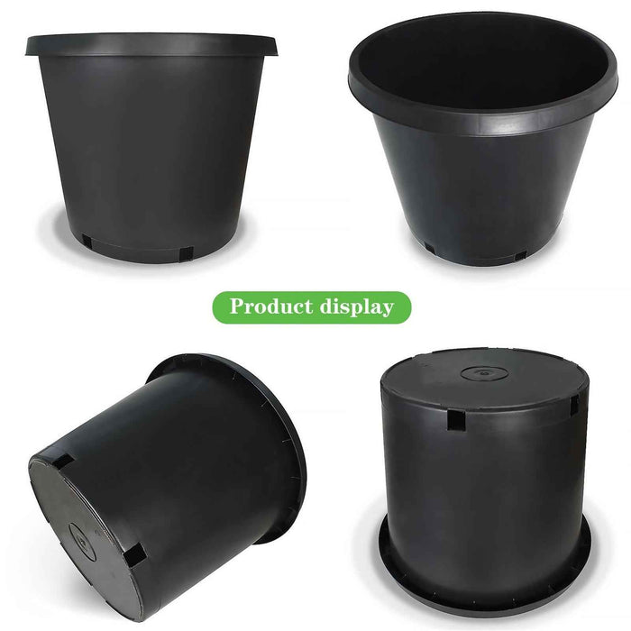 DURAFORCE 15gal 5 Pcs Plant Container Garden Pot Heavy Duty Black Premium Plastic Nursery