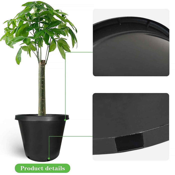 DURAFORCE 15gal 5 Pcs Plant Container Garden Pot Heavy Duty Black Premium Plastic Nursery