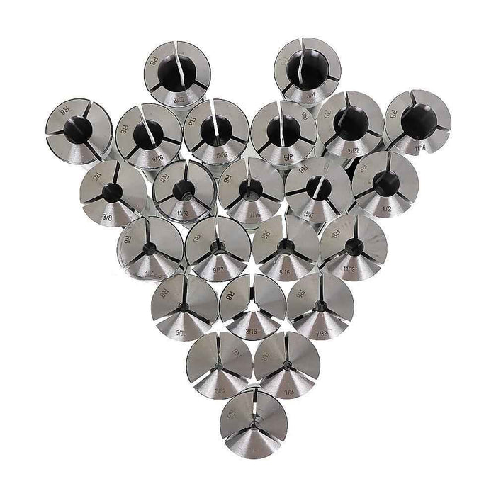 DURAFORCE 23 Pack R8 Collet Set Fractional 1/16" To 3/4" High Precision For Bridgeport