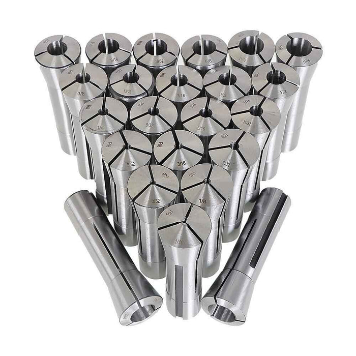 DURAFORCE 23 Pack R8 Collet Set Fractional 1/16" To 3/4" High Precision For Bridgeport