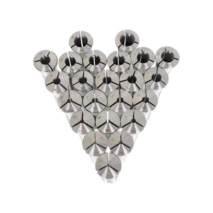 DURAFORCE 23 Pack R8 Collet Set Fractional 1/16" To 3/4" High Precision For Bridgeport