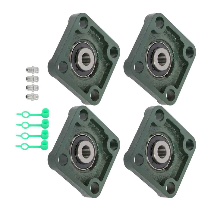 DURAFORCE New 4Pcs 1/2" Bore 4 Bolt Solid Base UCF201-8 Pillow Block Flange Bearing