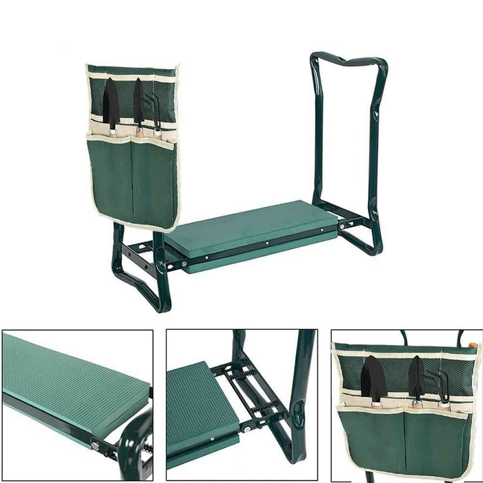 DURAFORCE Foldable Garden Kneeler Bench Stool Soft Cushion Seat Pad Kneeling Tool Pouch