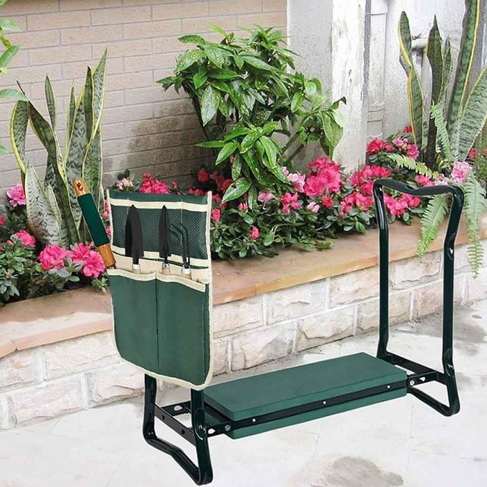 DURAFORCE Foldable Garden Kneeler Bench Stool Soft Cushion Seat Pad Kneeling Tool Pouch