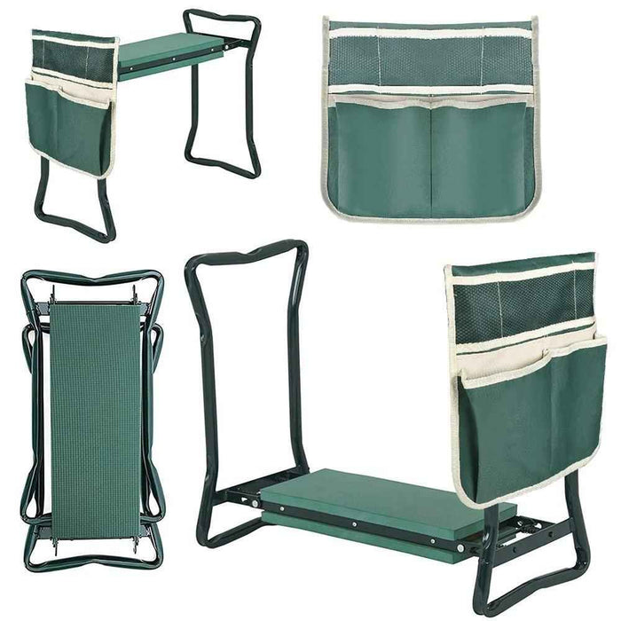 DURAFORCE Foldable Garden Kneeler Bench Stool Soft Cushion Seat Pad Kneeling Tool Pouch