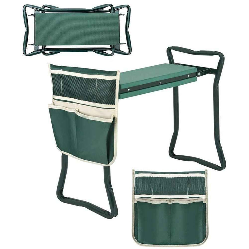 DURAFORCE Foldable Garden Kneeler Bench Stool Soft Cushion Seat Pad Kneeling Tool Pouch