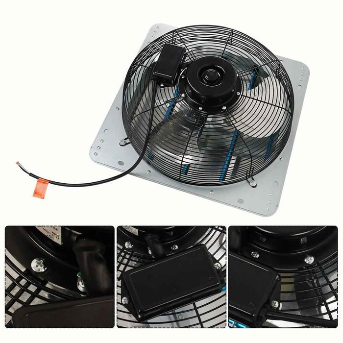 DURAFORCE 16" Wall Mounted Shutter Exhaust Fan High Speed Garage Shop Attic Without Plug