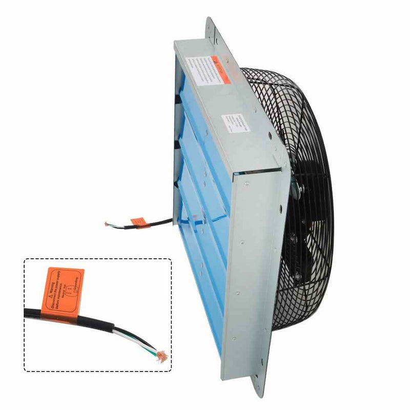 DURAFORCE 16" Wall Mounted Shutter Exhaust Fan High Speed Garage Shop Attic Without Plug