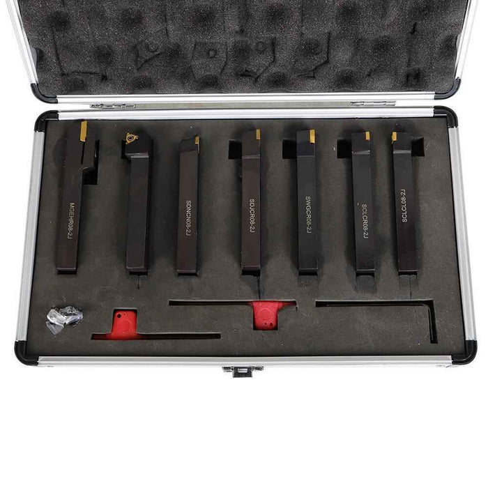 DURAFORCE 7 Pcs 1/2" Carbide Indexable Turning Tool Bit Thread Insert+Holder New