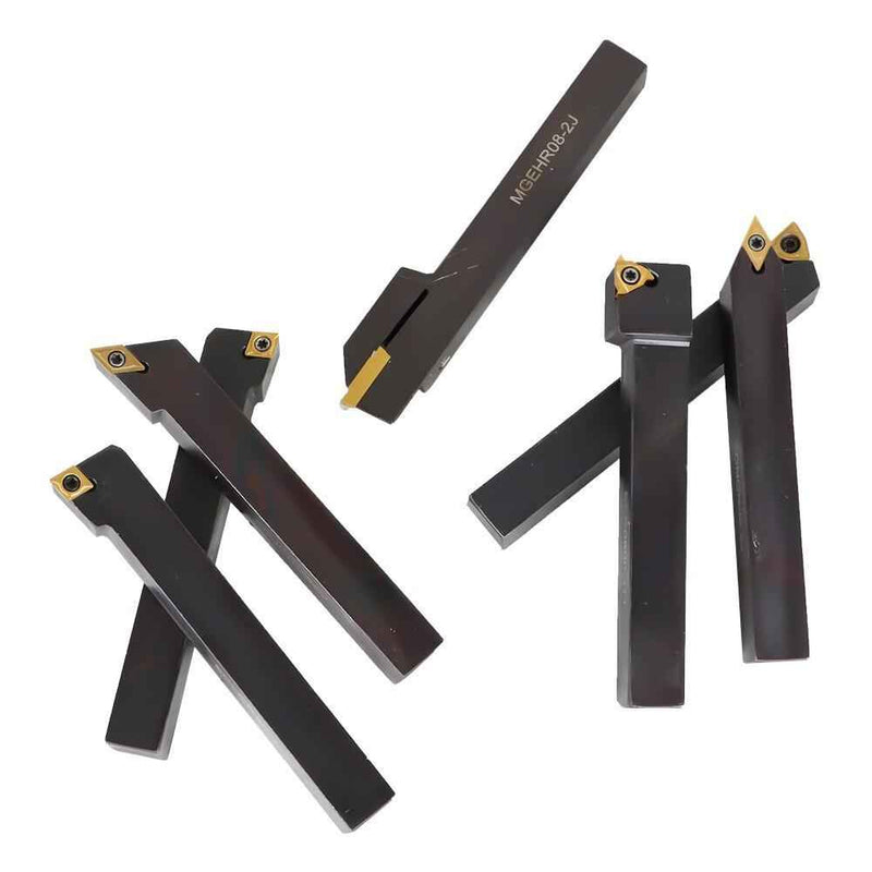 DURAFORCE 7 Pcs 1/2" Carbide Indexable Turning Tool Bit Thread Insert+Holder New