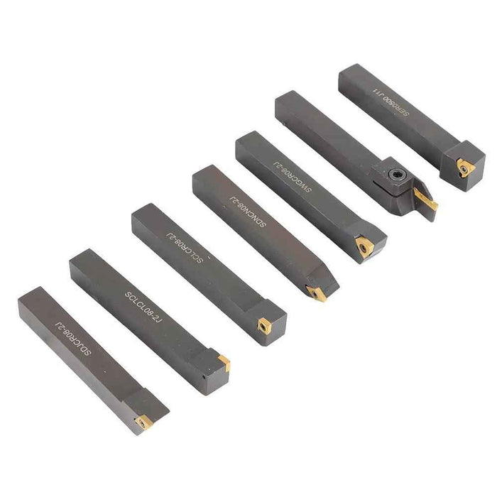 DURAFORCE 7 Pcs 1/2" Carbide Indexable Turning Tool Bit Thread Insert+Holder New