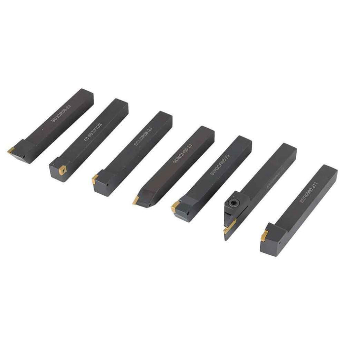 DURAFORCE 7 Pcs 1/2" Carbide Indexable Turning Tool Bit Thread Insert+Holder New