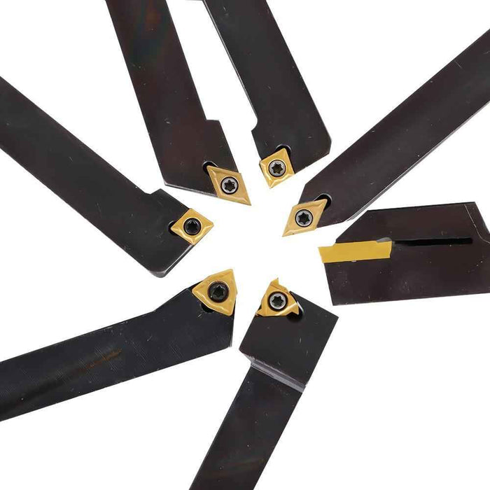 DURAFORCE 7 Pcs 1/2" Carbide Indexable Turning Tool Bit Thread Insert+Holder New