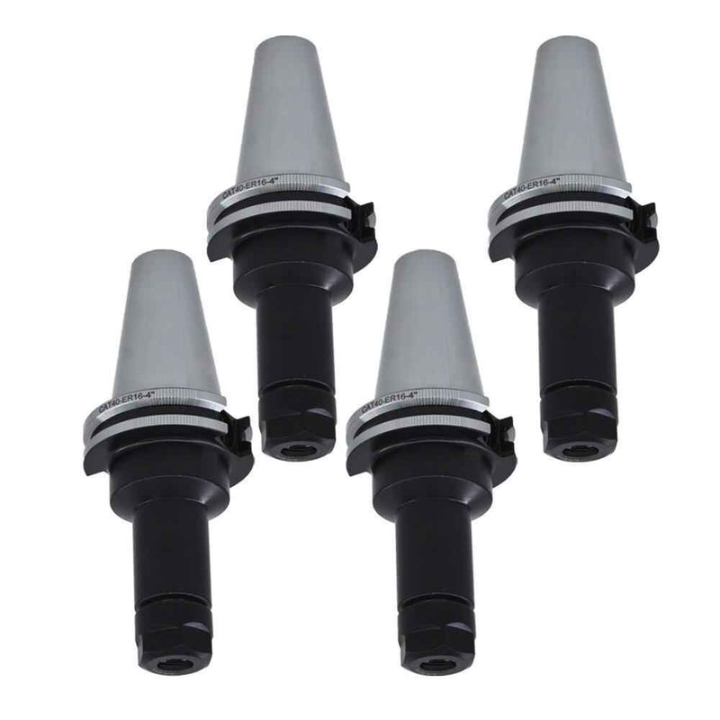 DURAFORCE 4 Chucks Tool Holder Set CAT40 ER16 Collet Chucks W. 4" Long Gage Length