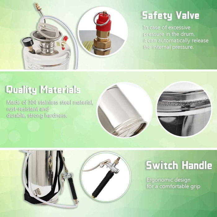 DURAFORCE Stainless Steel Sprayer 3.5Gal 14L 20" Wand & 3FT With Nozzles for Pest Control