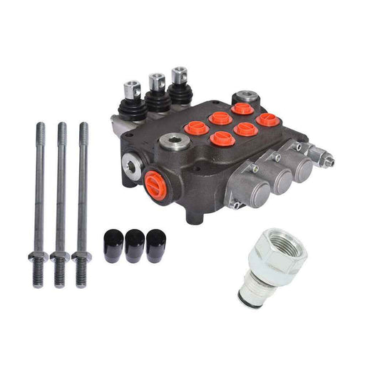 DURAFORCE 21GPM SAE Hydraulic Monoblock Double Acting Control Valve 3 Spool w/conversion