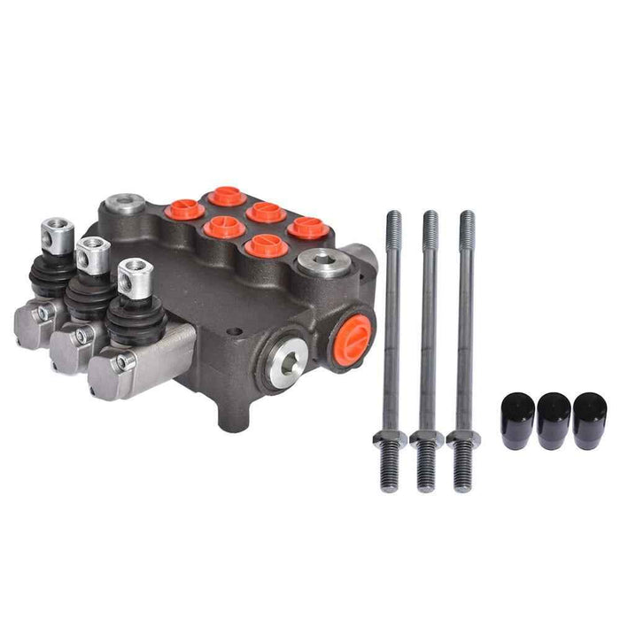 DURAFORCE 21GPM SAE Hydraulic Monoblock Double Acting Control Valve 3 Spool w/conversion