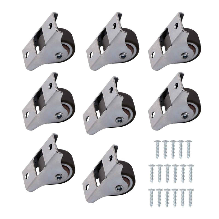 DURAFORCE 8 Pack Mini Silent Fixed Caster Wheels 1 inch Ball Bearing Small Casters Wheels