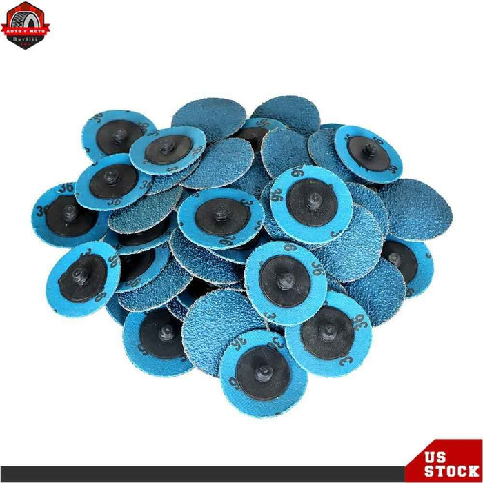 DURAFORCE New 36 Grit 50× 2" Zirconia Roll Lock Die Grinder Sanding Disc Quick Change