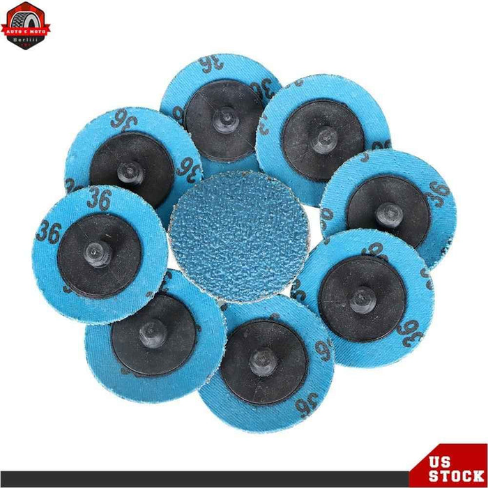 DURAFORCE New 36 Grit 50× 2" Zirconia Roll Lock Die Grinder Sanding Disc Quick Change
