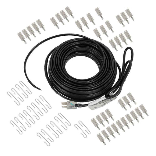 DURAFORCE 100 Feet 8W/FT Black Heat Tape W/ Clip Hook Roof Heat Cable Snow De-icing Kit
