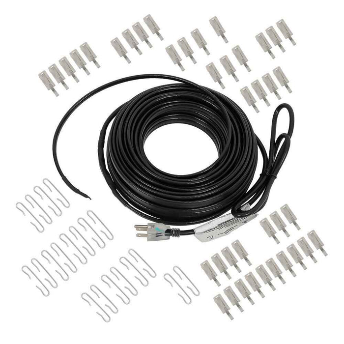 DURAFORCE 100 Feet 8W/FT Black Heat Tape W/ Clip Hook Roof Heat Cable Snow De-icing Kit