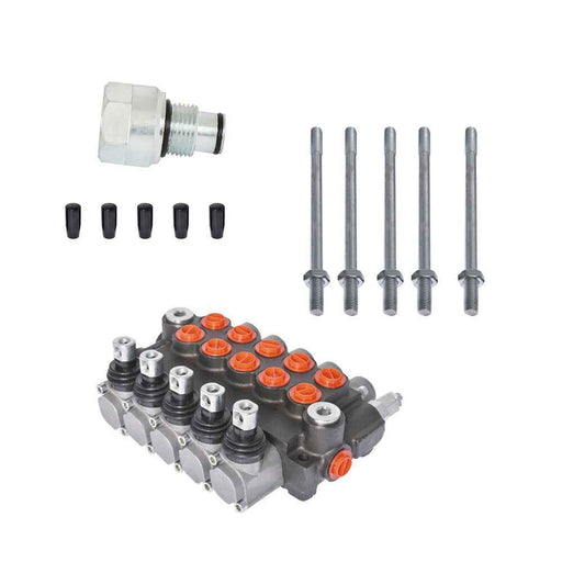 DURAFORCE 5 Spool 11 GPM Hydraulic Acting Control Valve + Conversion Plug SAE Port
