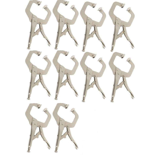 DURAFORCE 11" Grip w/ Swivel Pad Vise Jaws 10 Pcs Adjustable Locking C Clamp Pliers