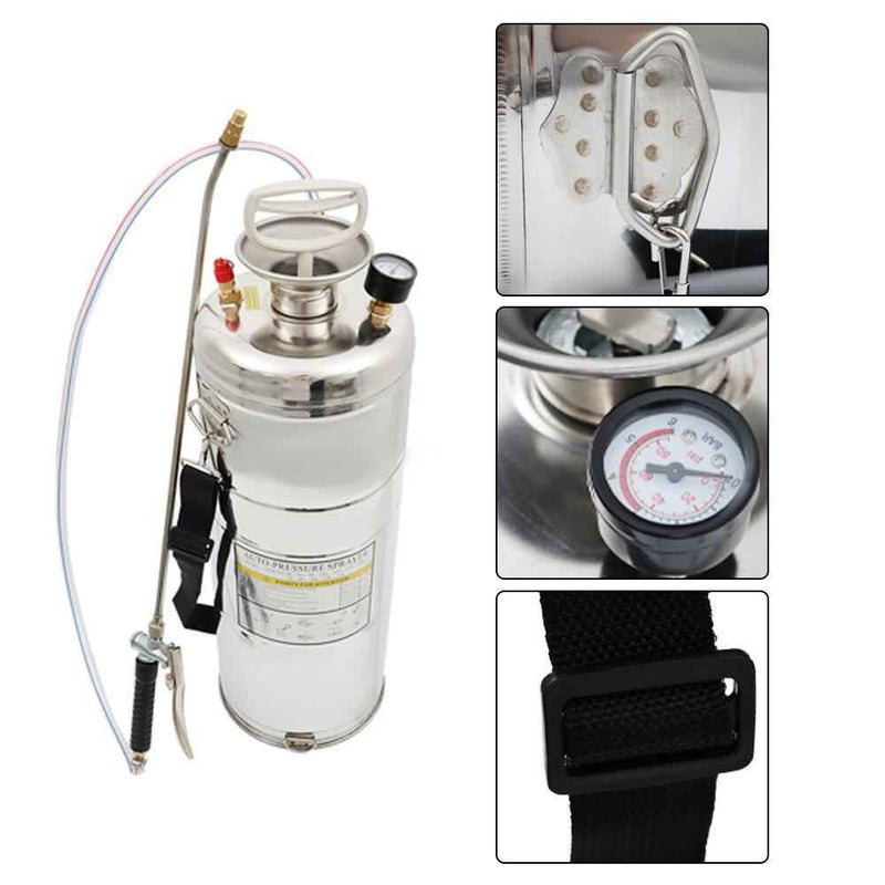 DURAFORCE Stainless Steel Sprayer 3Gal 12L 20" Wand & 3FT With Nozzles for Pest Control