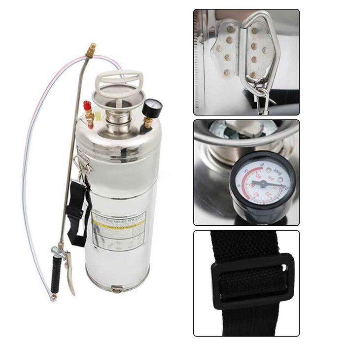 DURAFORCE Stainless Steel Sprayer 3Gal 12L 20" Wand & 3FT With Nozzles for Pest Control