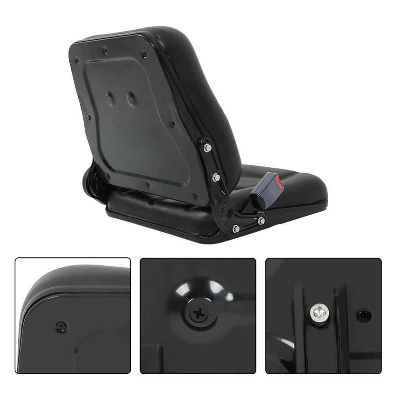DURAFORCE Forklift Seat Fold Down Tractor Seat Adjustable Back & Seatbelt Switch Universal