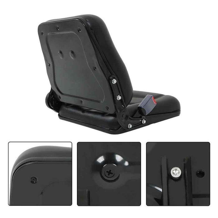 DURAFORCE Forklift Seat Fold Down Tractor Seat Adjustable Back & Seatbelt Switch Universal