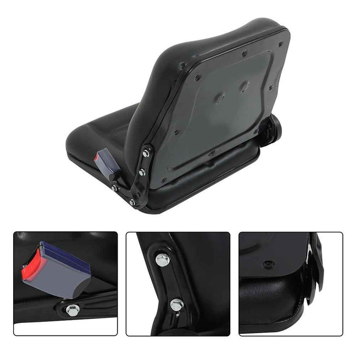 DURAFORCE Forklift Seat Fold Down Tractor Seat Adjustable Back & Seatbelt Switch Universal