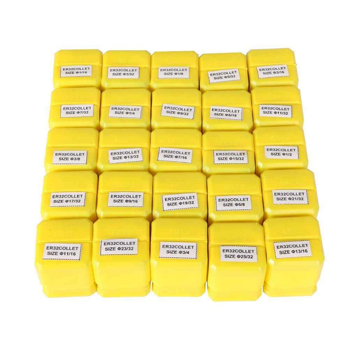 DURAFORCE 25Pcs Collet Set ER32 Collet Chuck 1/16" - 3/4" Holder Spring Collet Set New
