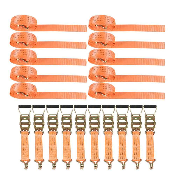 DURAFORCE 10 Pack 4000LB J-Hook fitting 1.5" ×15' Ratchet Strap Heavy Duty Tie Downs