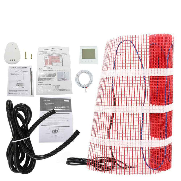 DURAFORCE 120 V 10 Sqft Electric Radiant Floor Heat System Floor Heat Mat W/ Thermostat