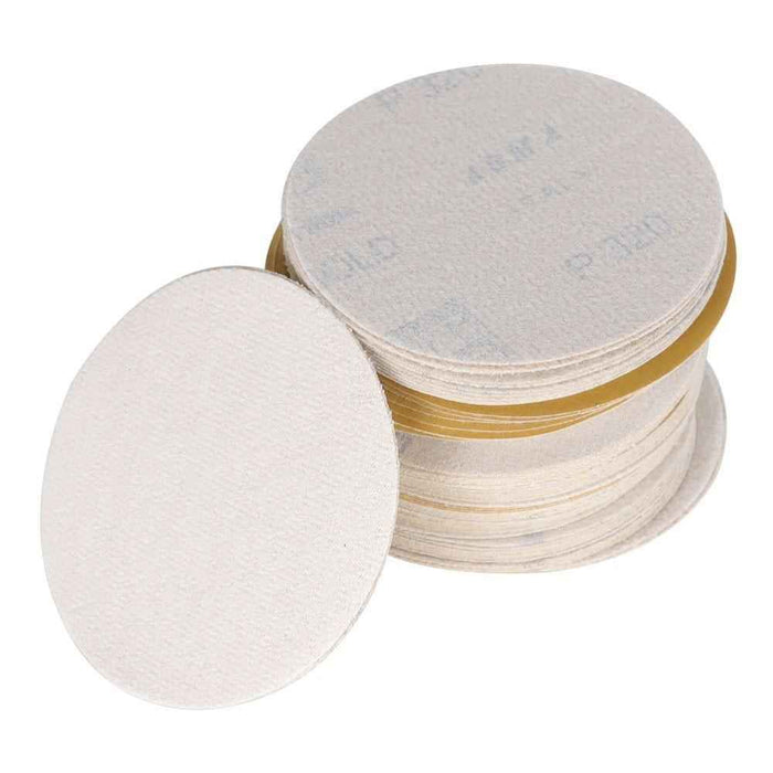 DURAFORCE 100 Pcs Precision 5" 320 Grit Disc Hook Loop Pads Sanding Discs Flocking NO-Hole