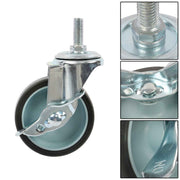 DURAFORCE 8Pack 3Inch Universal Casters Plate Swivel Caster Wheels & Side Brake 3/8"-16×1"