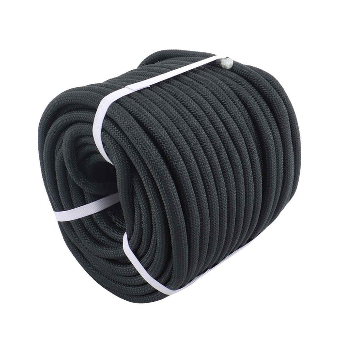 DURAFORCE Black 1/2 Inch × 200FT 48 Strand Premium Polyester Braided Camping Hiking Rope