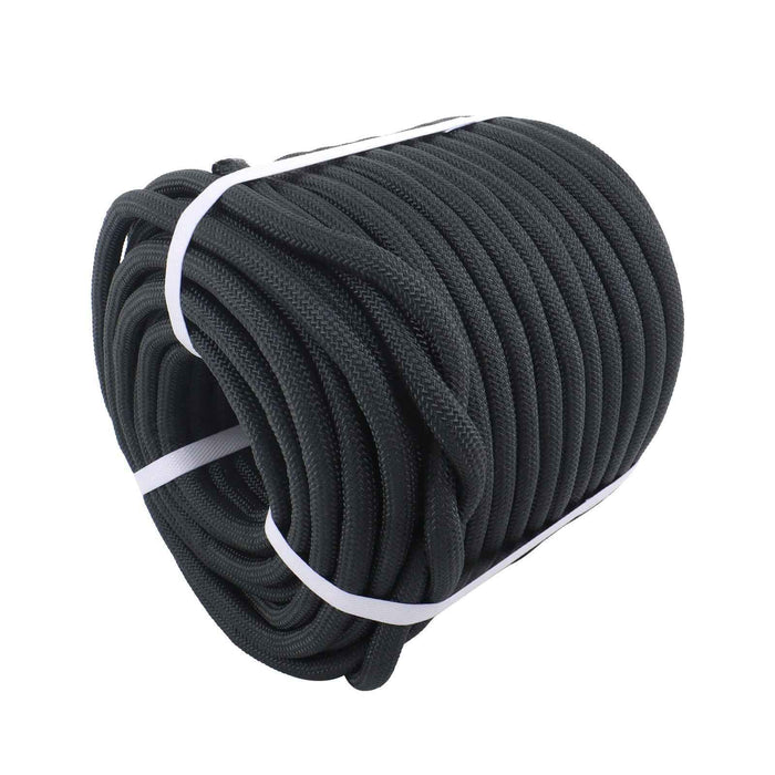 DURAFORCE Black 1/2 Inch × 200FT 48 Strand Premium Polyester Braided Camping Hiking Rope