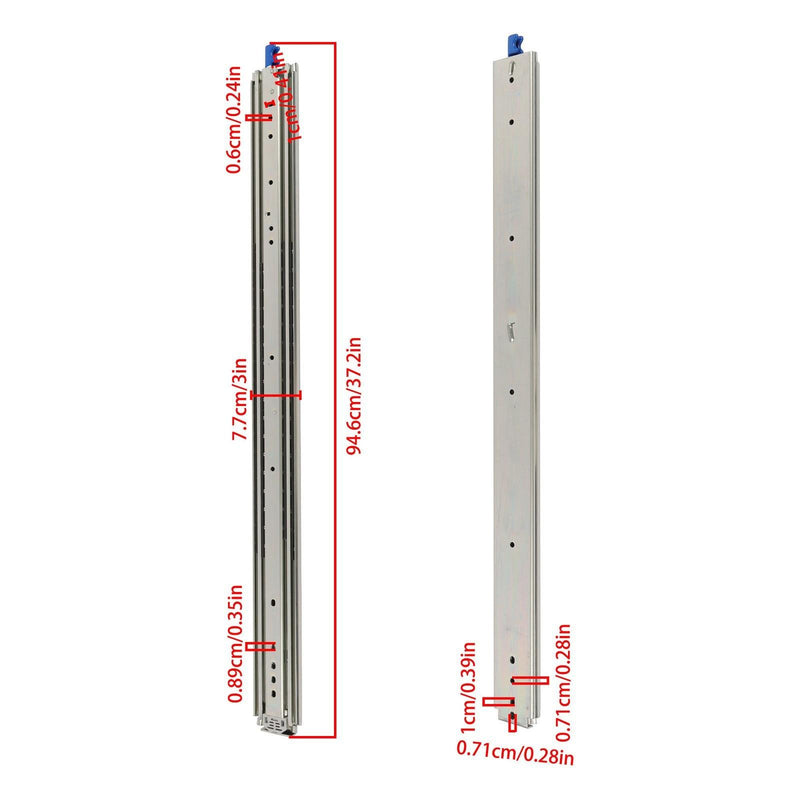 DURAFORCE 1 Pair Locking Drawer Slides 36 Inch Lock & Full Extension 500 lbs Load Capacity