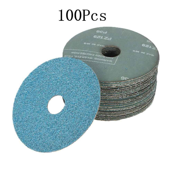 DURAFORCE 100Pcs 4.5" × 7/8" 36 Grit Zirconia Resin Fiber Disc Grinding & Sanding Discs