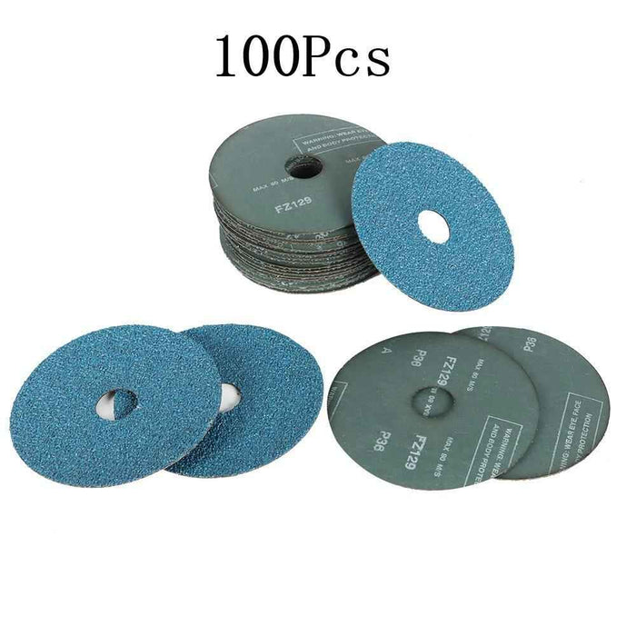DURAFORCE 100Pcs 4.5" × 7/8" 36 Grit Zirconia Resin Fiber Disc Grinding & Sanding Discs