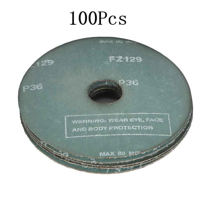 DURAFORCE 100Pcs 4.5" × 7/8" 36 Grit Zirconia Resin Fiber Disc Grinding & Sanding Discs