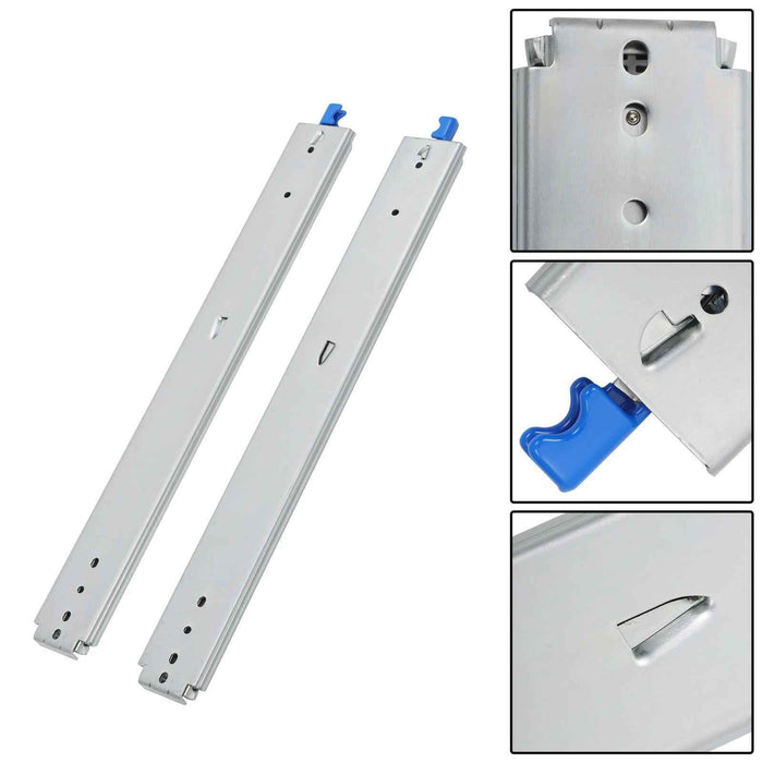 DURAFORCE 1 Pair Locking Drawer Slides 24 Inch Lock & Full Extension 500 lbs Load Capacity