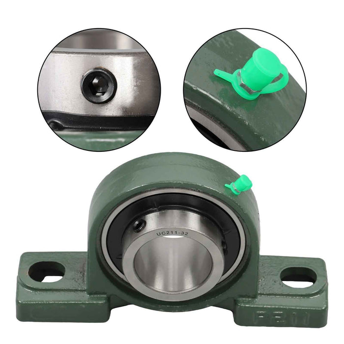DURAFORCE New 2Pack UCP211-32 Pillow Block Bearing 2" Bore Self-Aligning Solid Base